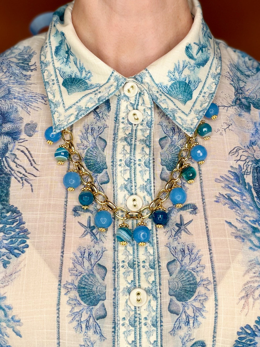 Bow Necklace- French Blue