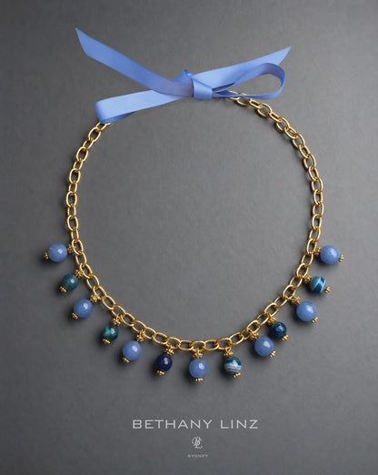 Bow Necklace- French Blue