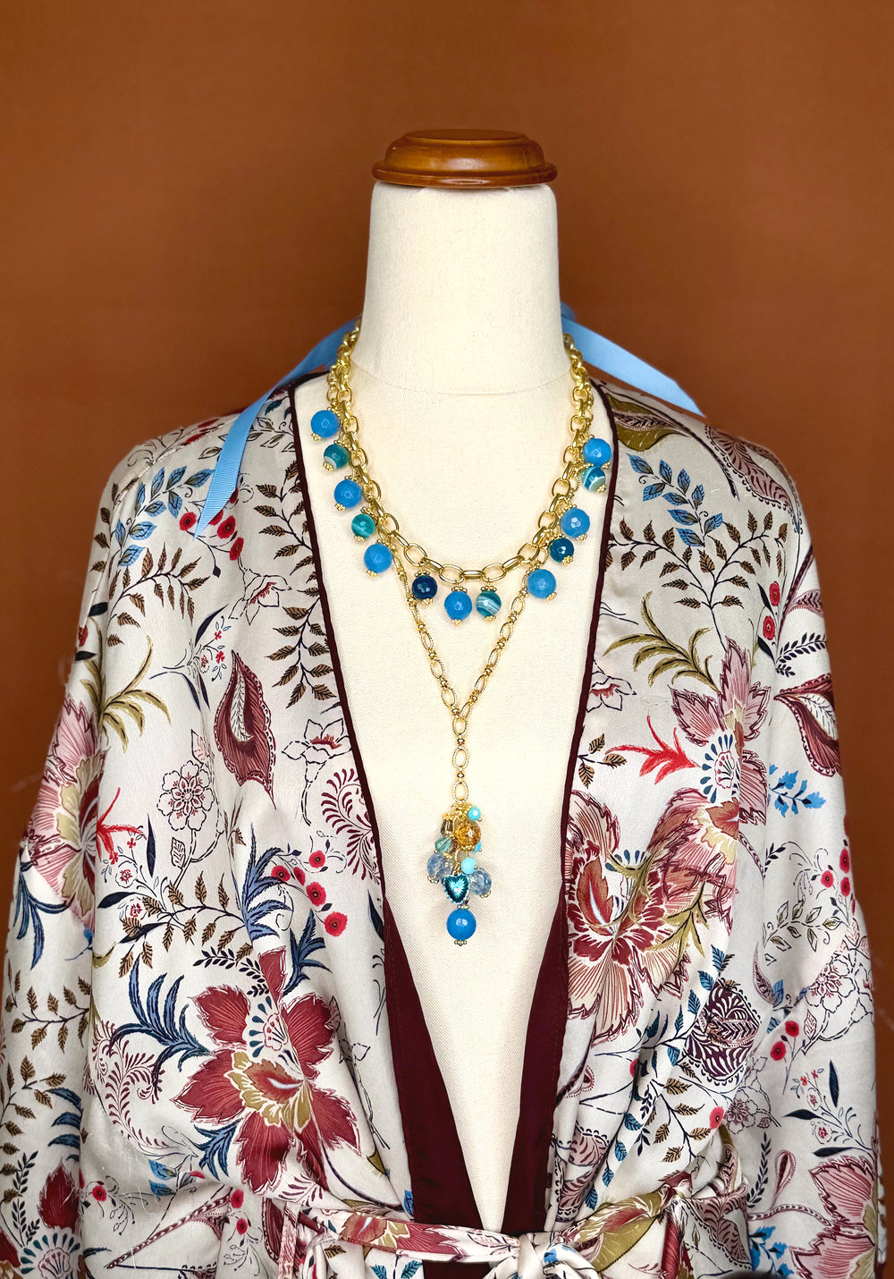 Bow Necklace- French Blue