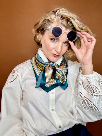 Silk Scarf with chinoiserie design, beautiful designer accessories perfect gift for someone you love