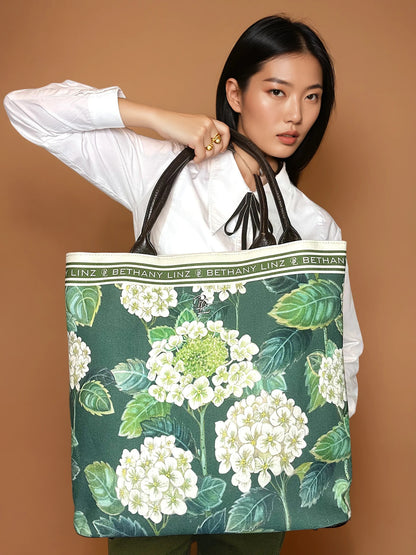 Green Hydrangea - Large Tote Bag