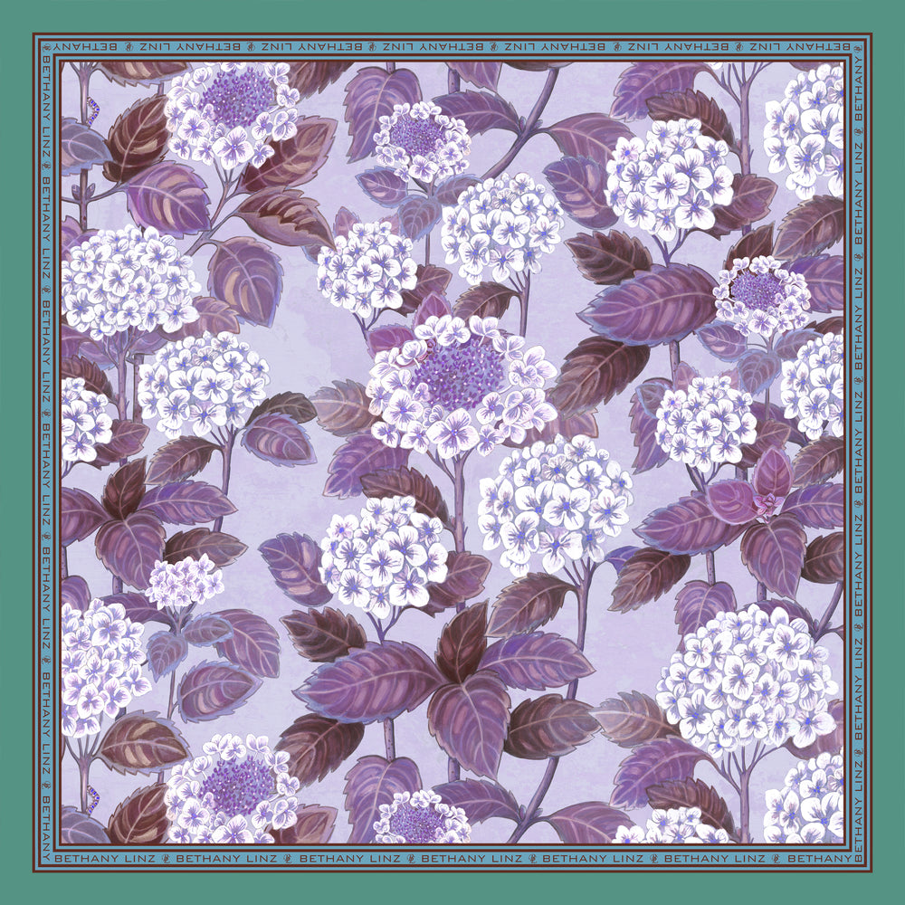 Mauve Hydrangea Silk Scarf