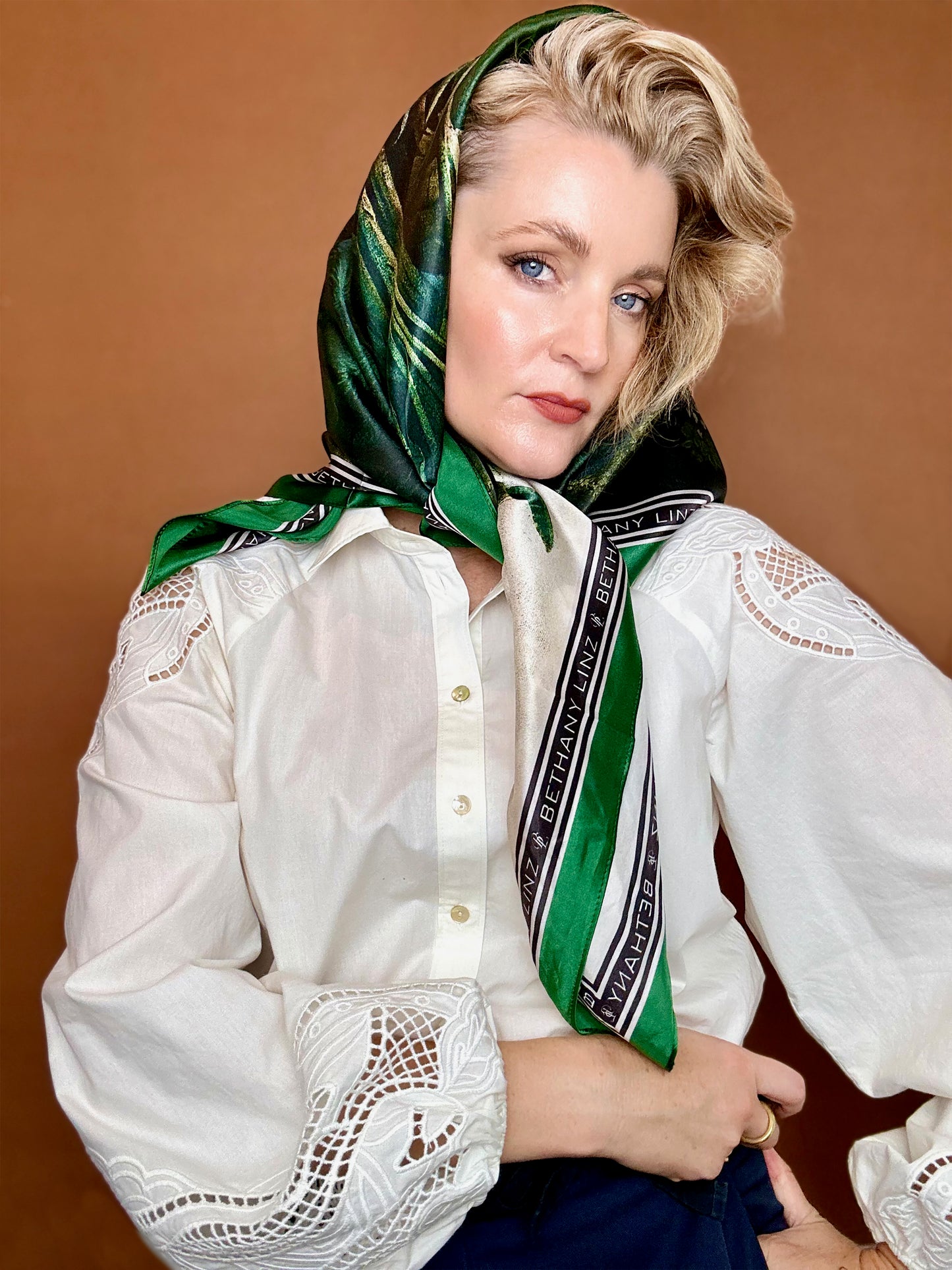 Palm Landscape Silk Scarf- BACK IN STOCK