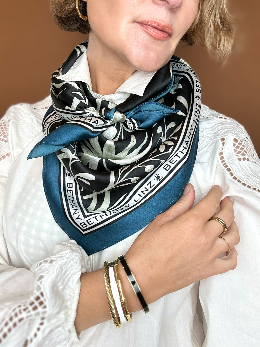 Tropicana Black Silk Scarf