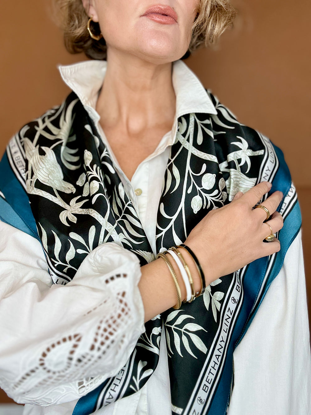 Tropicana Black Silk Scarf