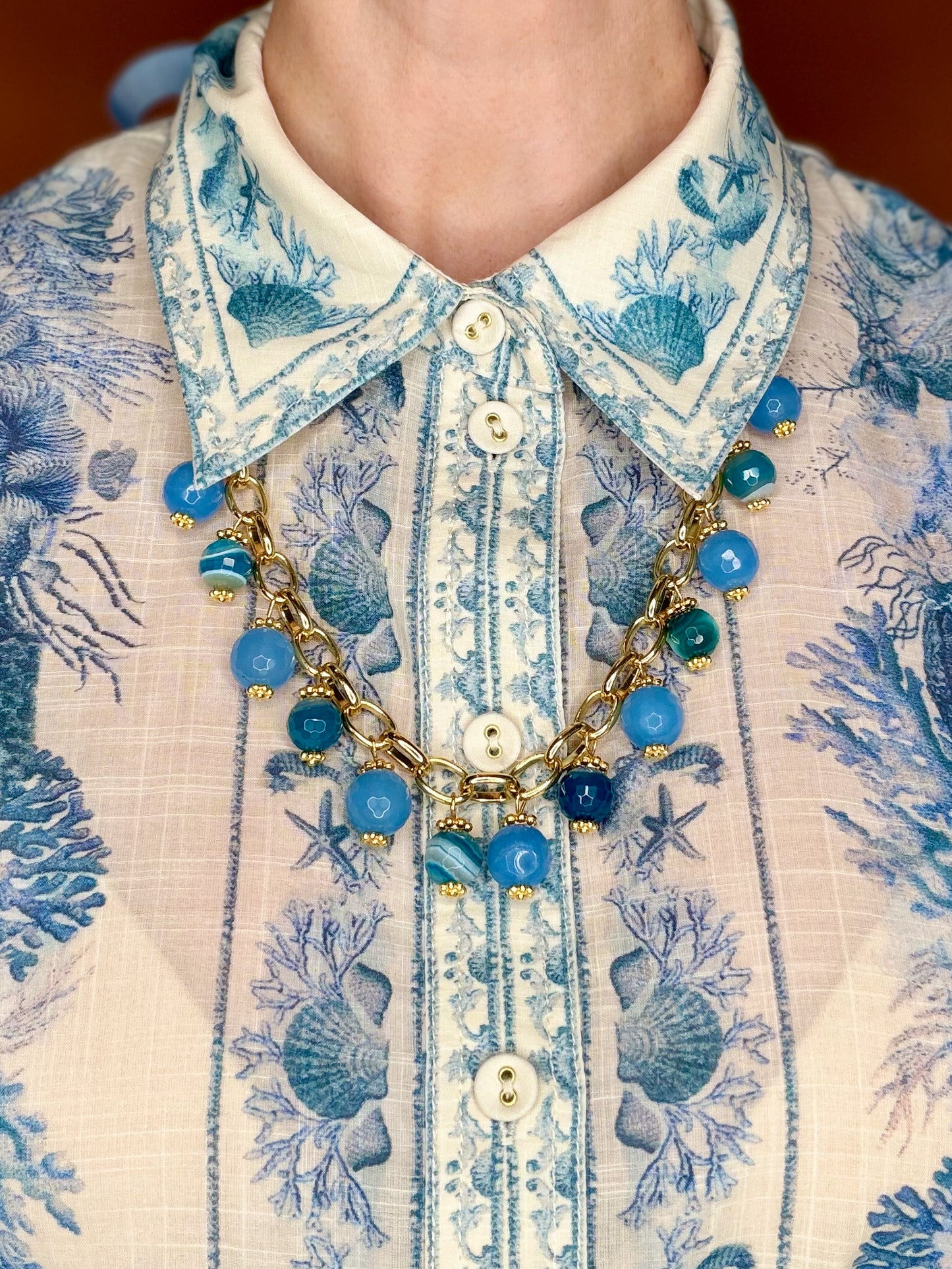 Bow Necklace- French Blue