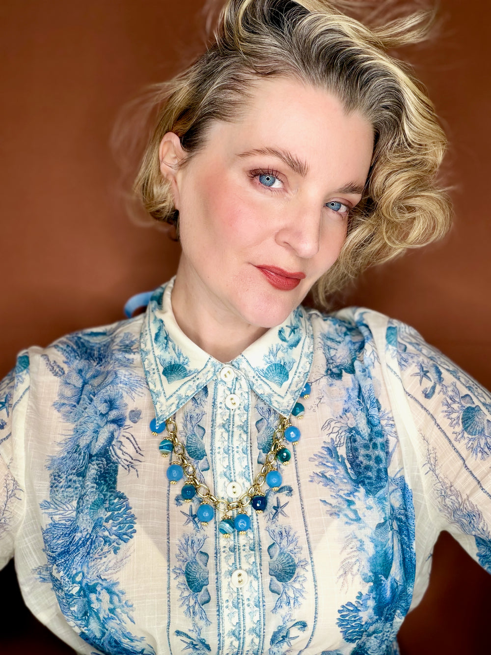 Bow Necklace- French Blue