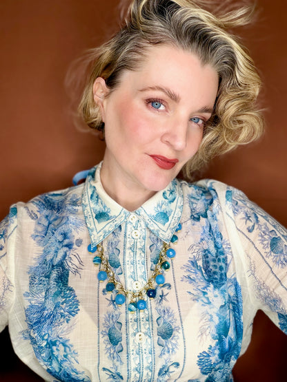 Bow Necklace- French Blue