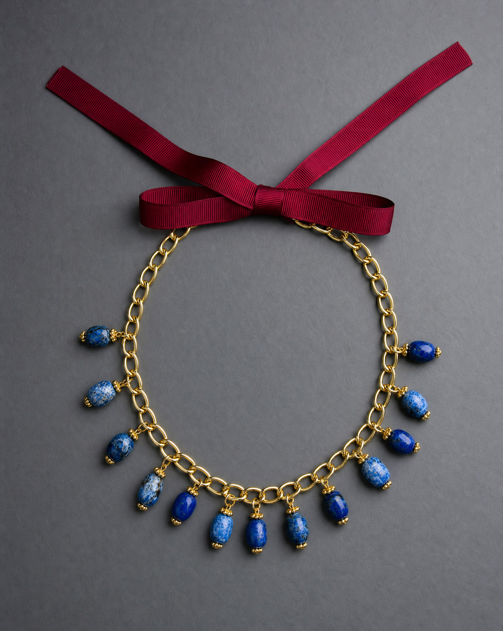 Bow Necklace- Blue and Burgundy