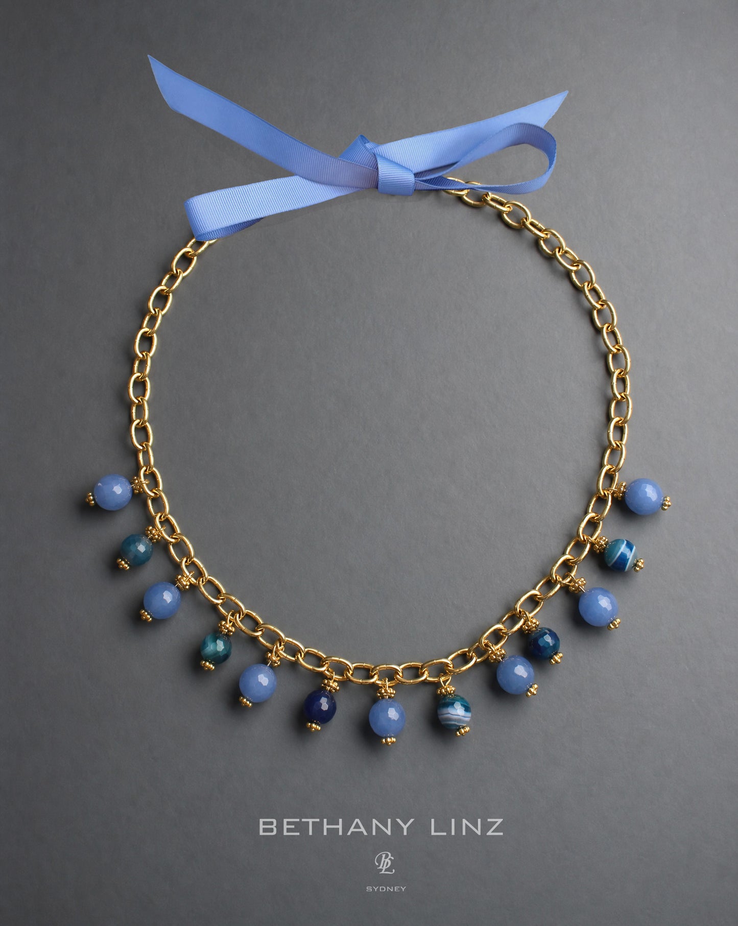 Bow Necklace- French Blue