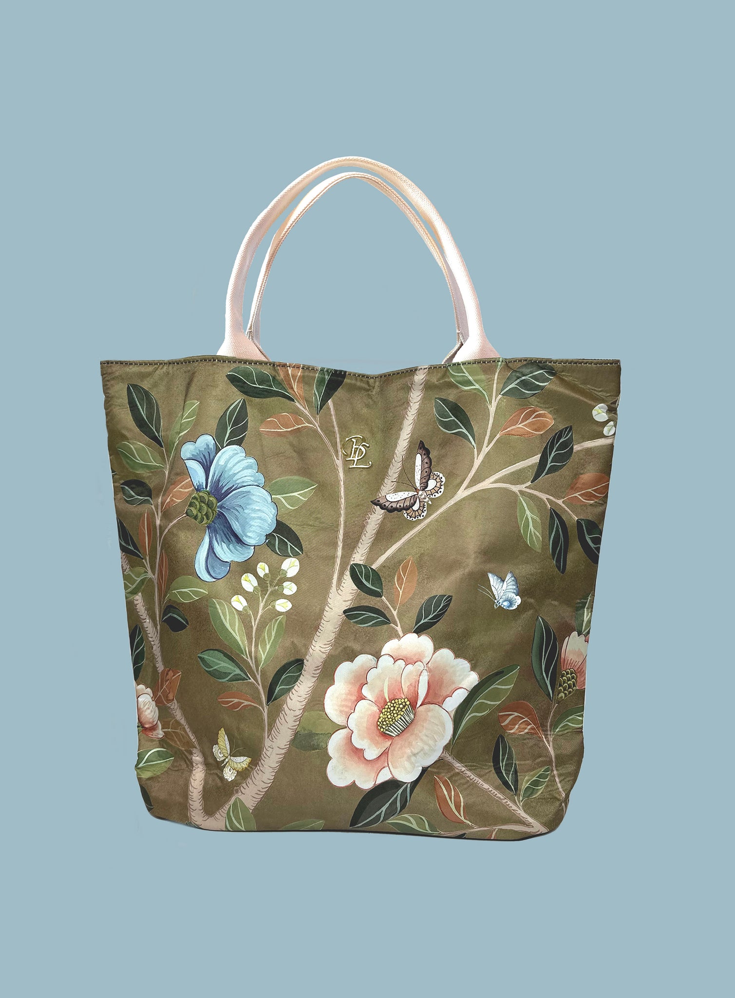 Camellia tote bag front shot. fashion accessory