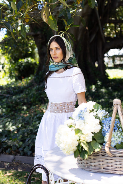 Hydrangea Silk Scarf-Neutral