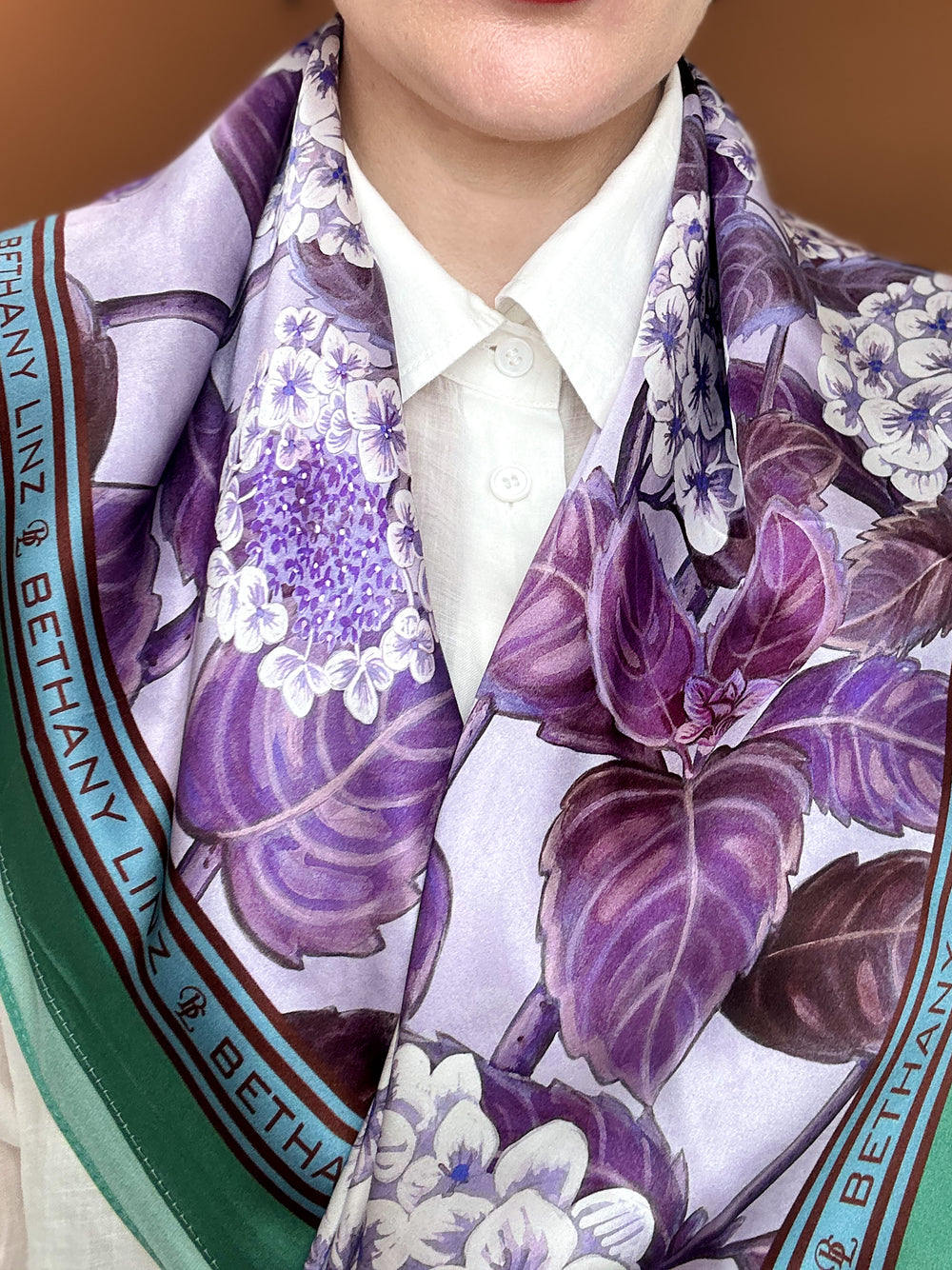 Mauve Hydrangea Silk Scarf