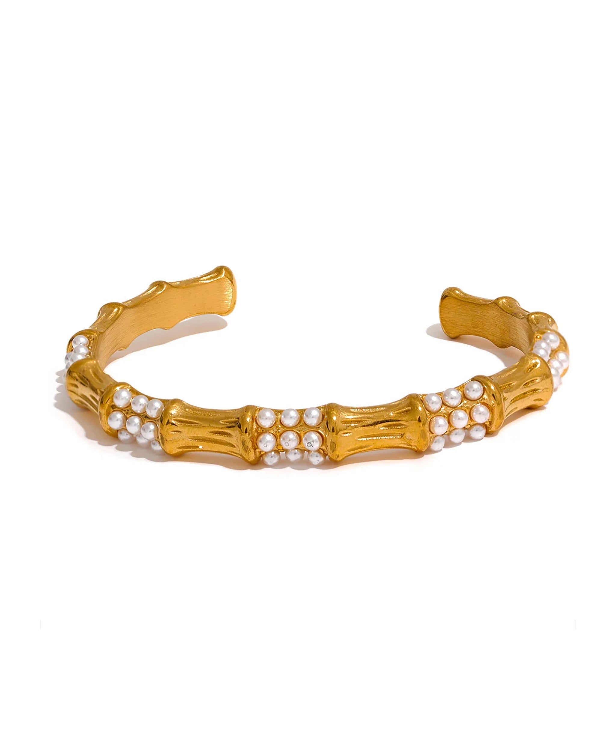 Bamboo Pearl Cuff Bangle Bethany linz