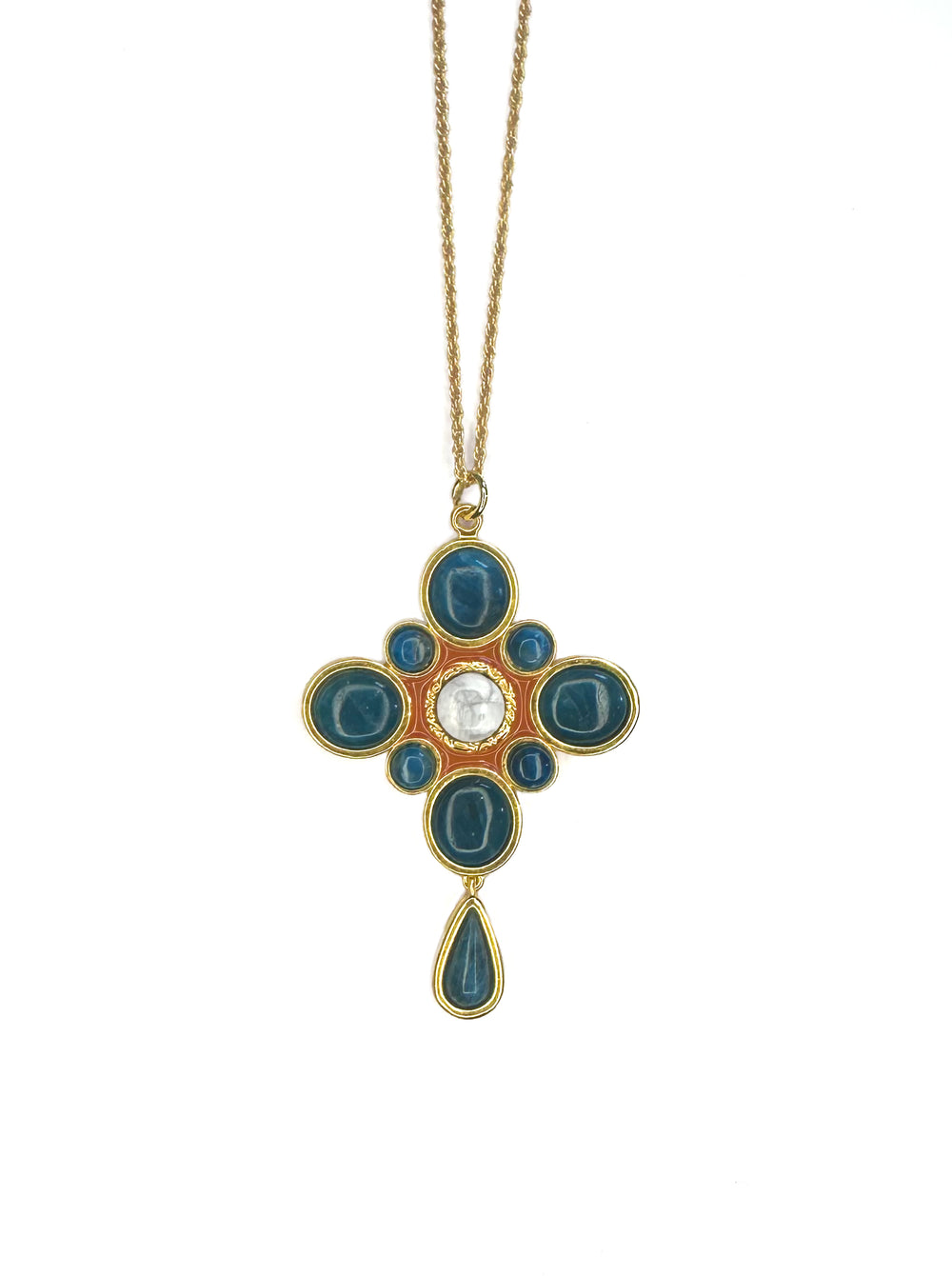 Southern Cross Pendant- Blue Apatite